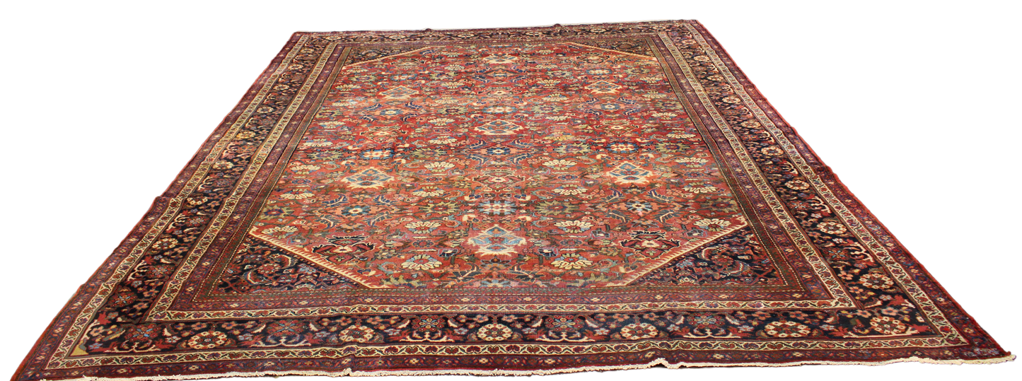 Floral Abundance with Village Charm - Antique Mahal Rug from Persia (10.6 × 13.8 ft) - 1732