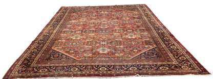Floral Abundance with Village Charm - Antique Mahal Rug from Persia (10.6 × 13.8 ft) - 1732