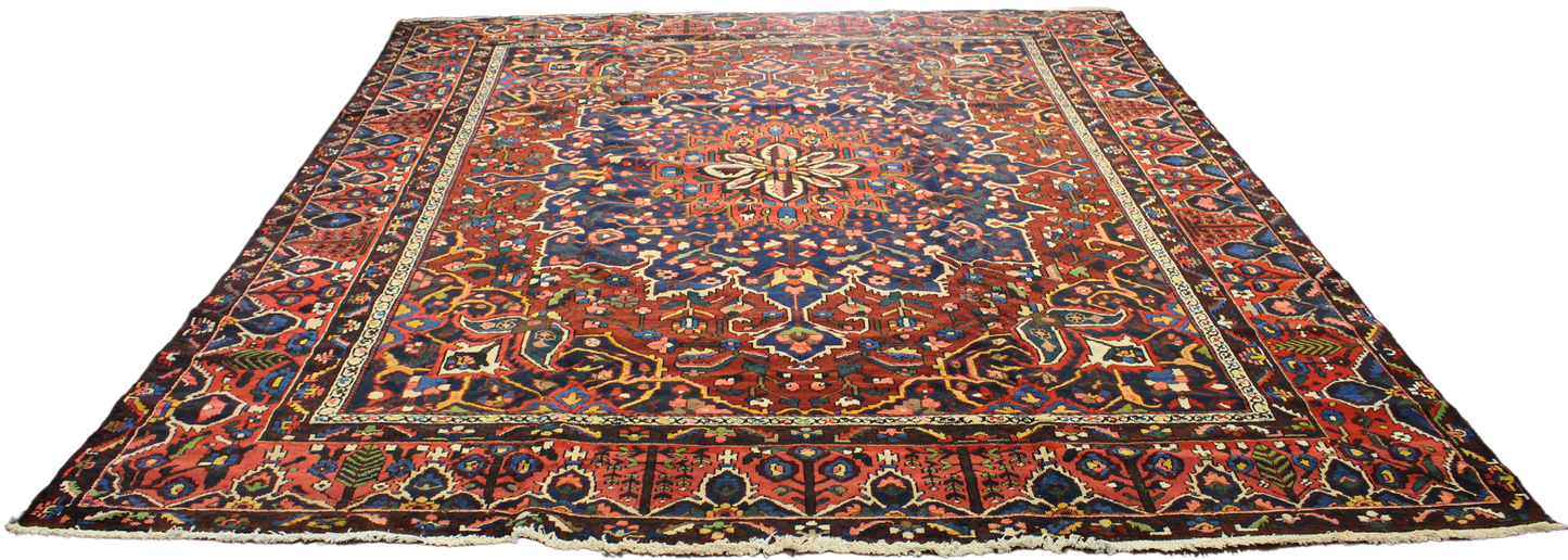Geometric Bloom - Baktiary Rug from Persia (11.3 × 13.5 ft) - 1752