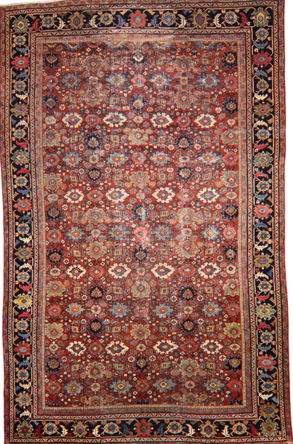 Field of Jewels - Antique Mahal Rug from Persia (10.9 × 16.4 ft) - 1742