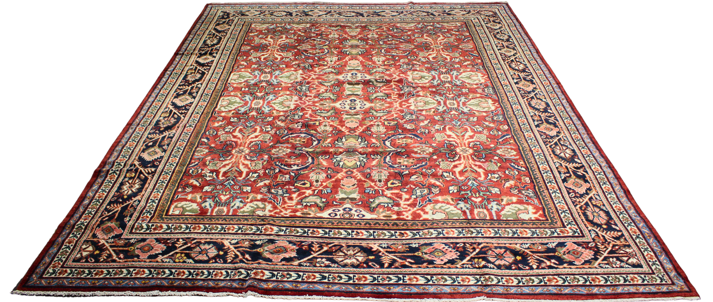 Floral Majesty - Antique Mahal Rug from Persia (10.6 × 13.10 ft) - 1720