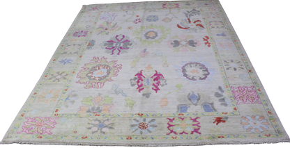 Garden Whimsy - Oushak Afghan Rug (6.3 × 8.8 ft) - 1003