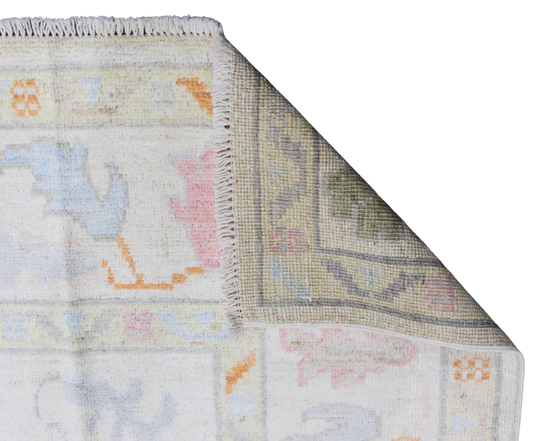Pastel Reverie - Hand-Knotted Oushak Rug from Afghanistan (7.11 × 10 ft) - 8