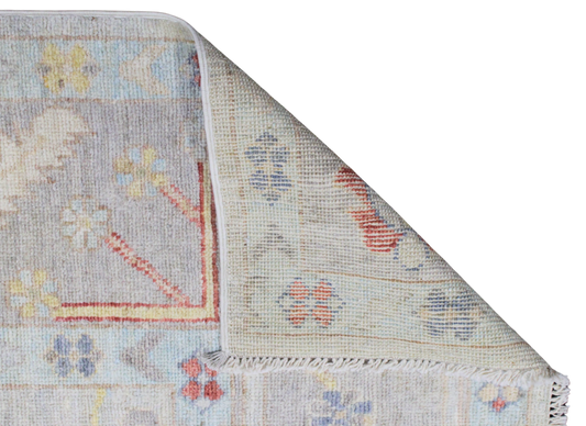 Playful Symmetry - Hand-Knotted Oushak Rug from Afghanistan (7.11 × 9.10 ft) - 18