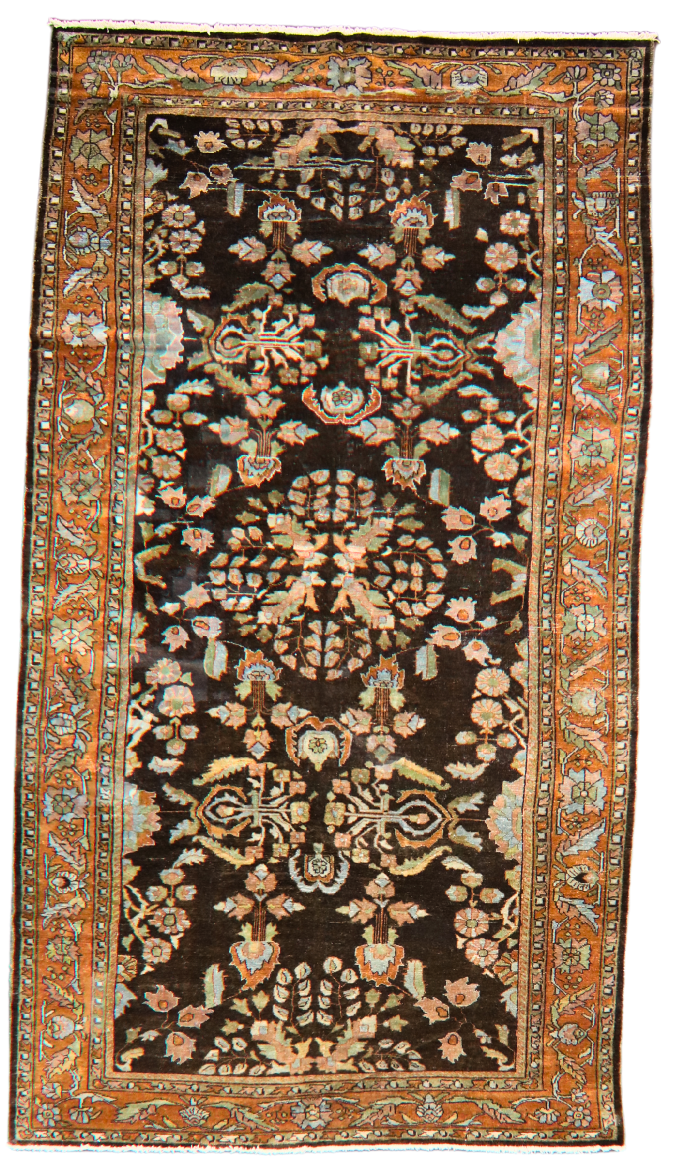 Timeless Drama in Earthy Tones - Antique Lilihan Rug (7.3 × 13.1 ft) - 1556