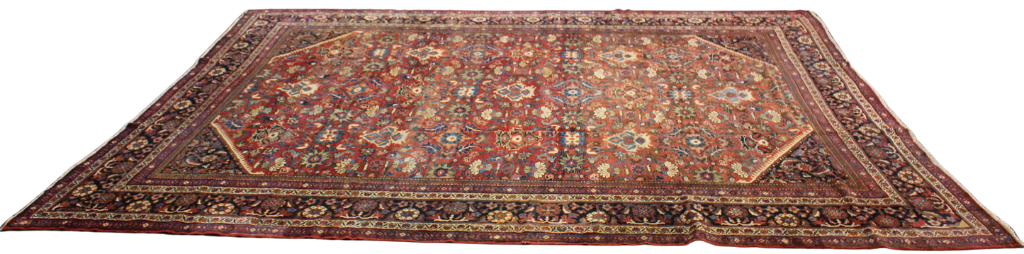 Floral Abundance with Village Charm - Antique Mahal Rug from Persia (10.6 × 13.8 ft) - 1732