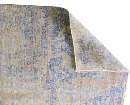 Soft Contrast - Modern Textured Rug in Faded Gold &amp; Mist Blue (7.11 × 10.3 ft) - 2956