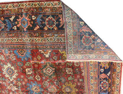 Worn Beauty, Regal Proportion - Antique Mahal Rug from Persia (10.4 × 13.5 ft) - 1694
