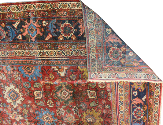 Worn Beauty, Regal Proportion - Antique Mahal Rug from Persia (10.4 × 13.5 ft) - 1694
