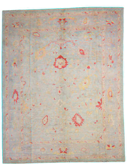 Whispers of Tradition - Hand-Knotted Oushak Rug from Afghanistan (7.11 × 9.11 ft) - 11