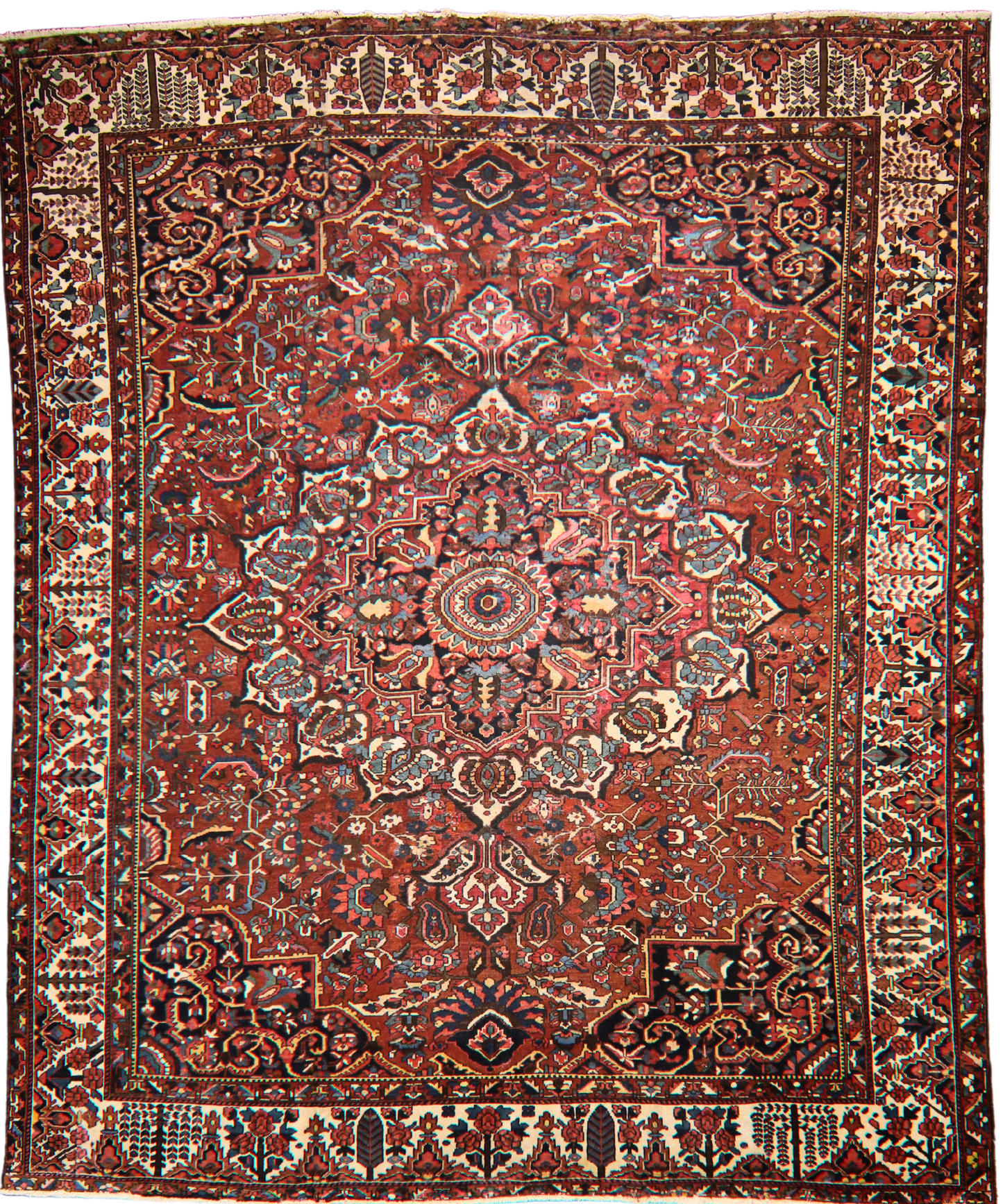 Sunburst Splendor - Antique Baktiary Rug from Persia (12.1 × 14.9 ft) - 1775