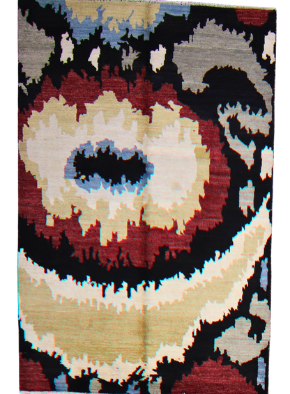 Bold Vision - Hand-Knotted Ikat Rug from Afghanistan (6.6 × 8.3 ft) - 8