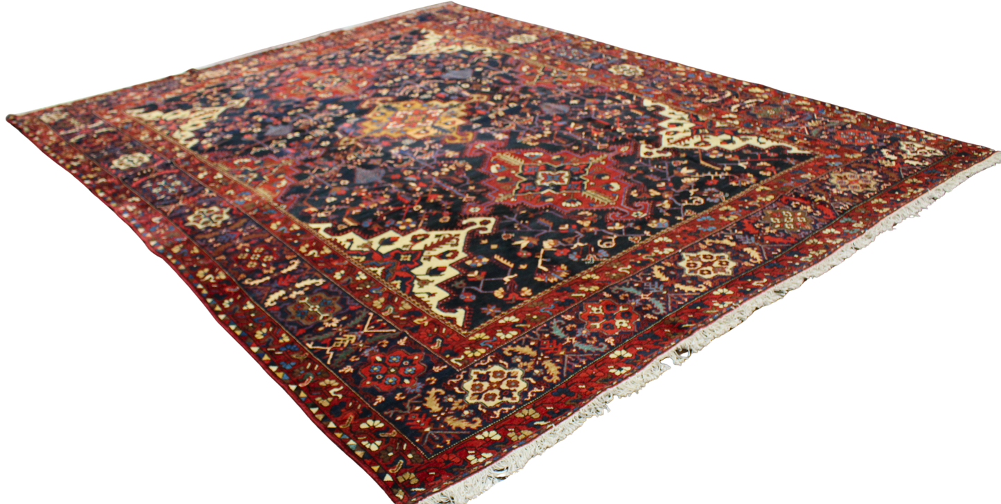 Tribal Geometry Preserved - Antique Baktiary Rug from Persia (10.7 × 13.10 ft) - 1723