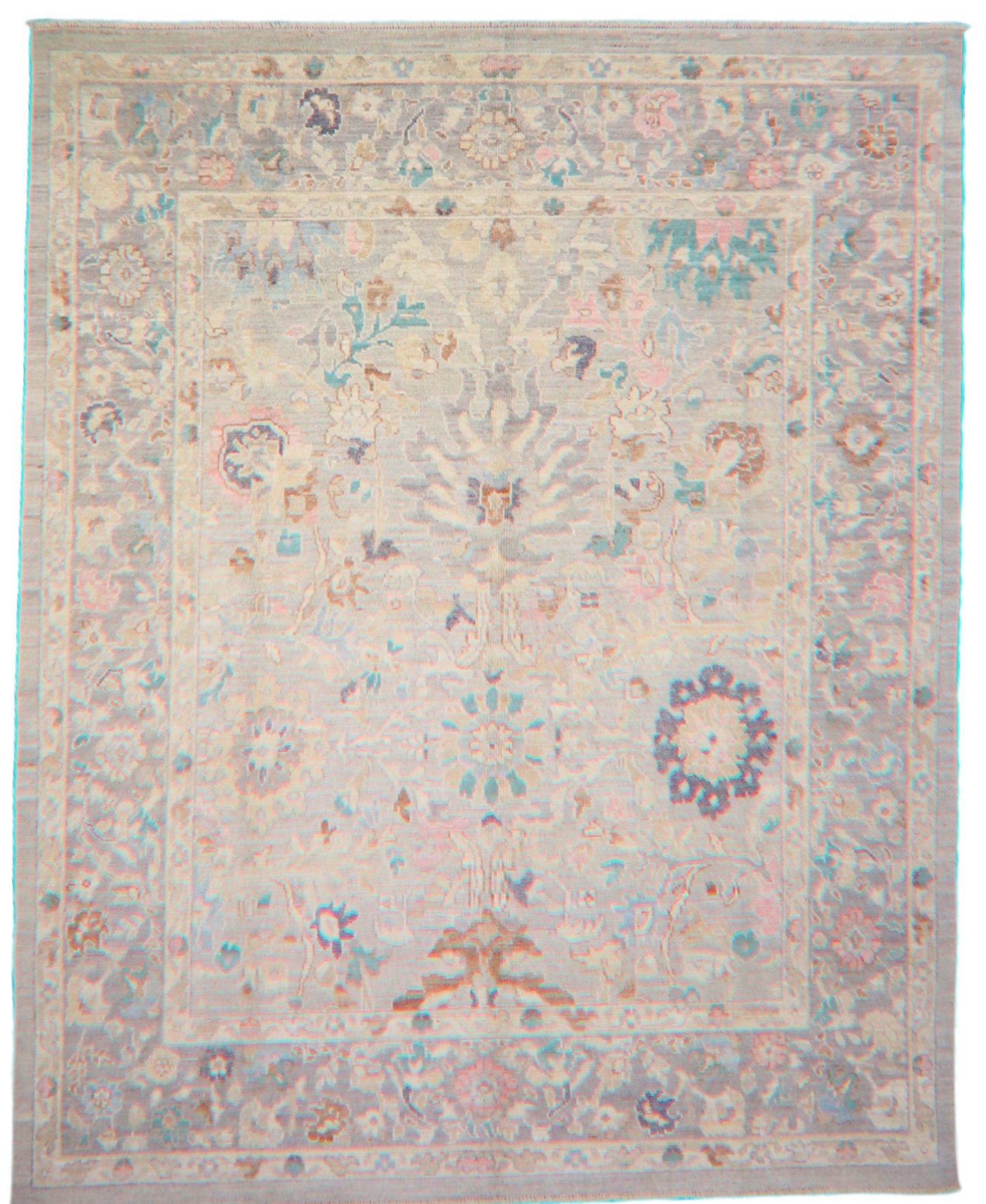 Whispered Florals - Oushak Afghan Rug (8.2 × 10.1 ft) - 73