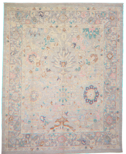 Whispered Florals - Oushak Afghan Rug (8.2 × 10.1 ft) - 73