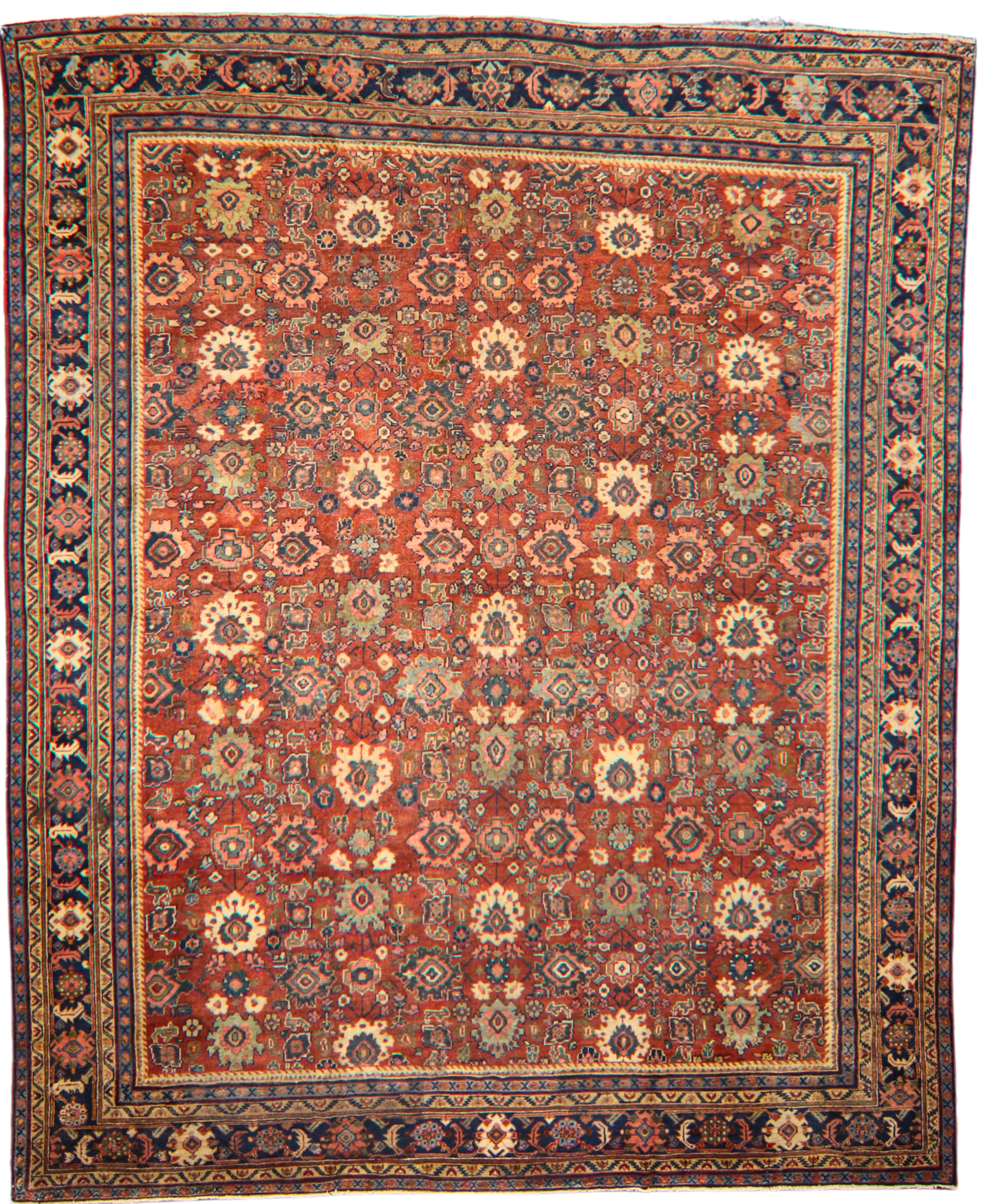 Garden of Repetition - Antique Persian Mahal Rug (11.2 × 13.6 ft) - 1748