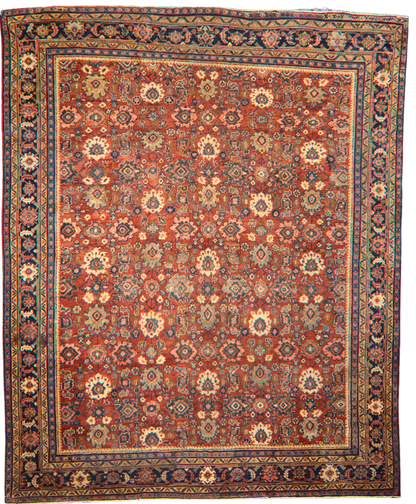Garden of Repetition - Antique Persian Mahal Rug (11.2 × 13.6 ft) - 1748