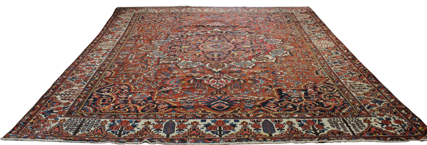 Sunburst Splendor - Antique Baktiary Rug from Persia (12.1 × 14.9 ft) - 1775