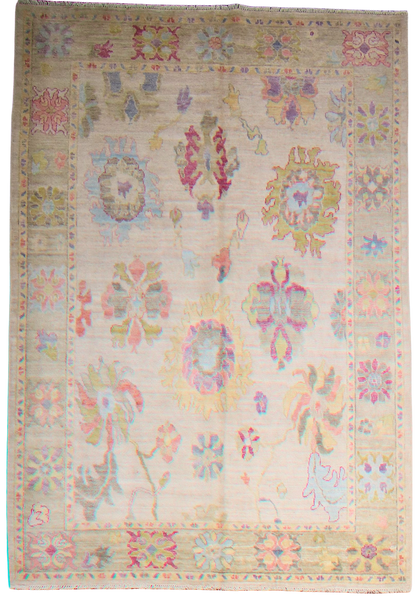 Sun-Washed Joy - Afghan Oushak Rug (5.11 × 8.9 ft) - 6