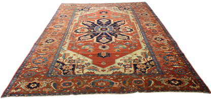 Majestic Geometry — Antique Serapi Rug from Persia (9.1 × 12.7 ft) - 2953