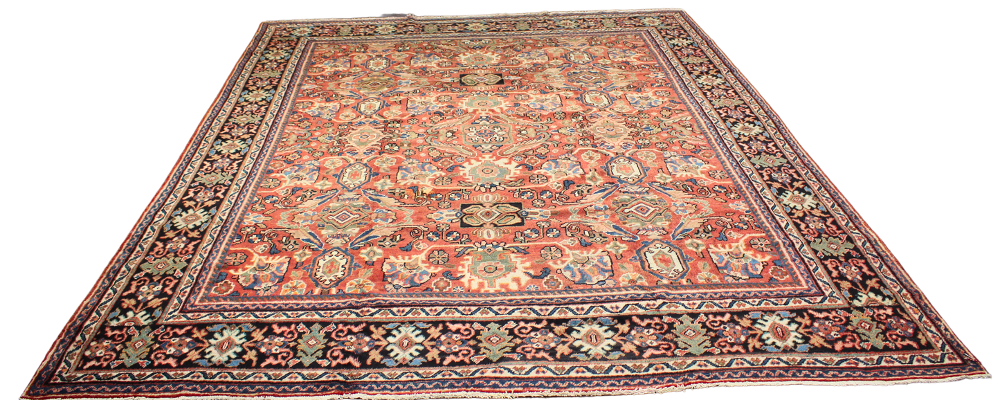Majestic Repetition - Antique Mahal Rug from Persia (10.6 × 13.2 ft) - 1712