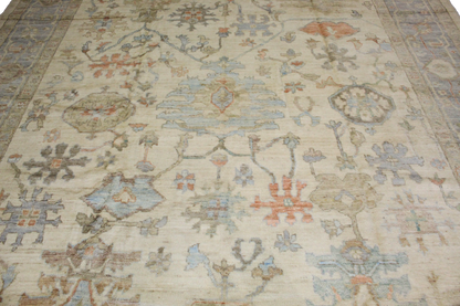 Whispers of Anatolia - Oushak Afghan Rug in Washed Neutrals (10.2 × 13.10 ft) - 2769