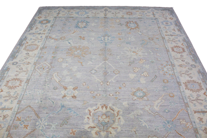 Powder Blue Serenity - Hand-Knotted Oushak Rug from Afghanistan (8.1 × 9.9 ft) - 9