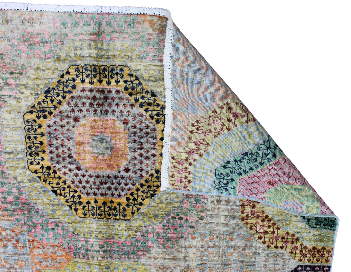 Geometric Harmony - Hand-Knotted Mamluk Rug from Afghanistan (7.11 × 9.11 ft) - 25