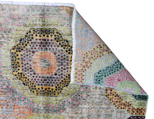 Geometric Harmony - Hand-Knotted Mamluk Rug from Afghanistan (7.11 × 9.11 ft) - 25