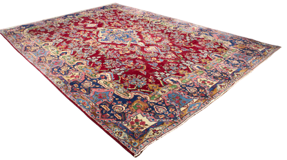 Royal Bloom - Antique Yazd Rug from Persia (11.4 × 16 ft) - 1758