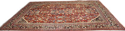 Majestic Geometry - Antique Mahal Rug from Persia (10.2 × 13.6 ft) - 1695