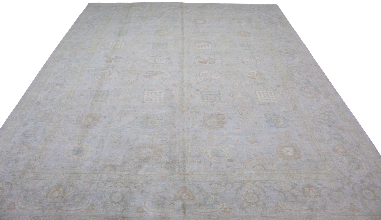 Whispered Geometry - Hand-Knotted Tabriz Rug from Afghanistan (7.9 × 9.9 ft) - 17