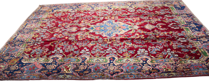 Royal Bloom - Antique Yazd Rug from Persia (11.4 × 16 ft) - 1758