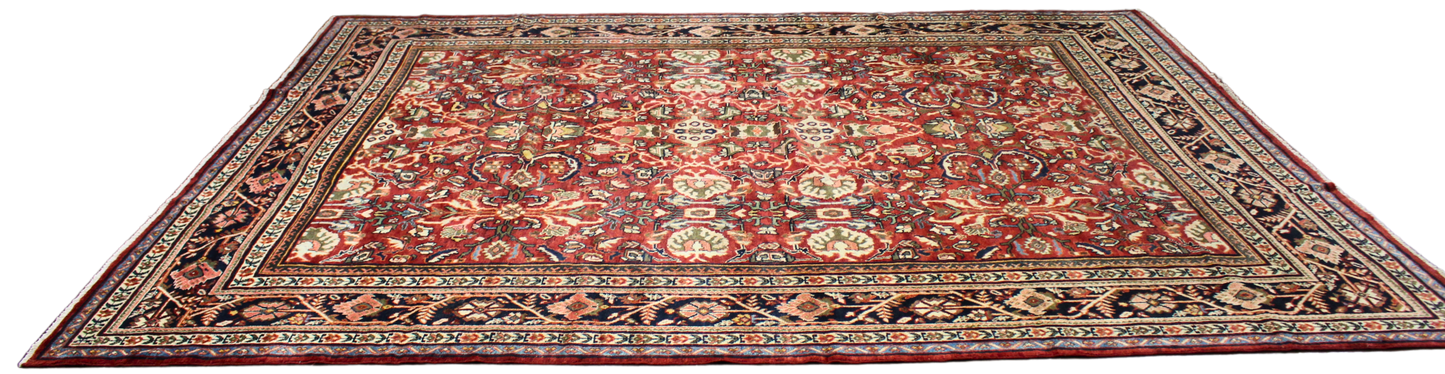 Floral Majesty - Antique Mahal Rug from Persia (10.6 × 13.10 ft) - 1720