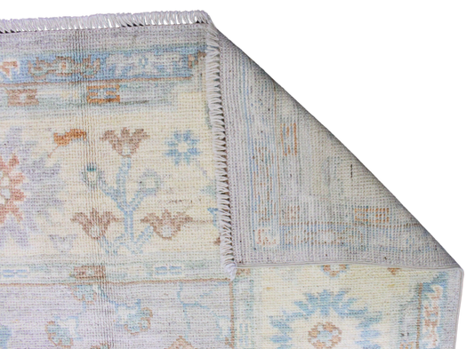 Powder Blue Serenity - Hand-Knotted Oushak Rug from Afghanistan (8.1 × 9.9 ft) - 9