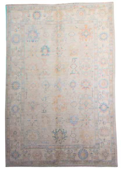 Tranquil Geometry - Oushak Rug from Afghanistan (6.1 × 8.6 ft) - 41