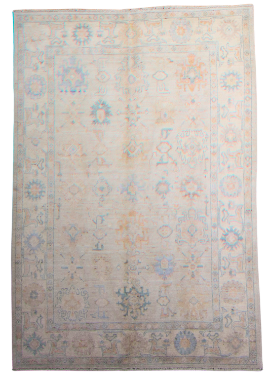 Tranquil Geometry - Oushak Rug from Afghanistan (6.1 × 8.6 ft) - 41