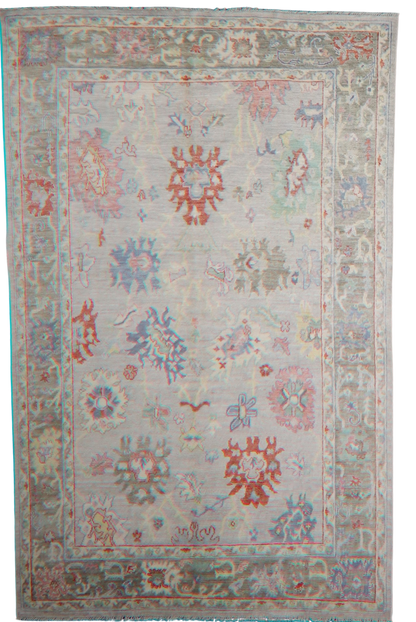 Garden Whimsy - Hand-Knotted Oushak Rug from Afghanistan (5.7 × 8.9 ft) - 36