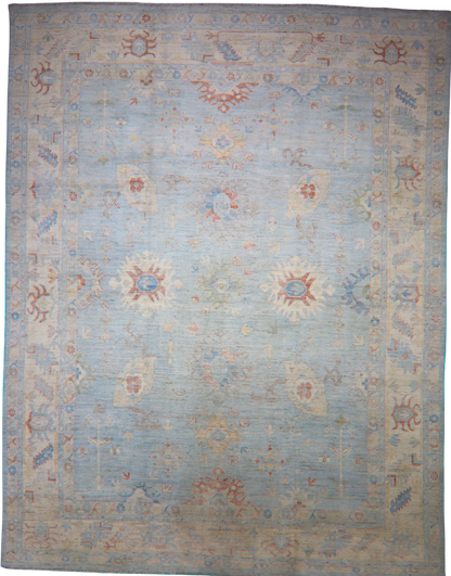 Whispers of the Sky - 12′ × 15′6″ Afghan Oushak Rug - 2806