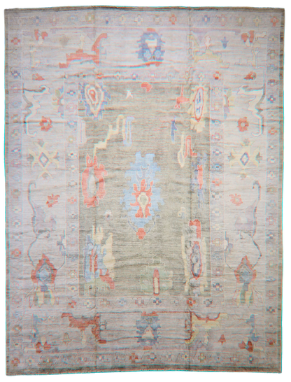Nomadic Reverie - Oushak Afghan Rug (10.5 × 13.7 ft) - 2777
