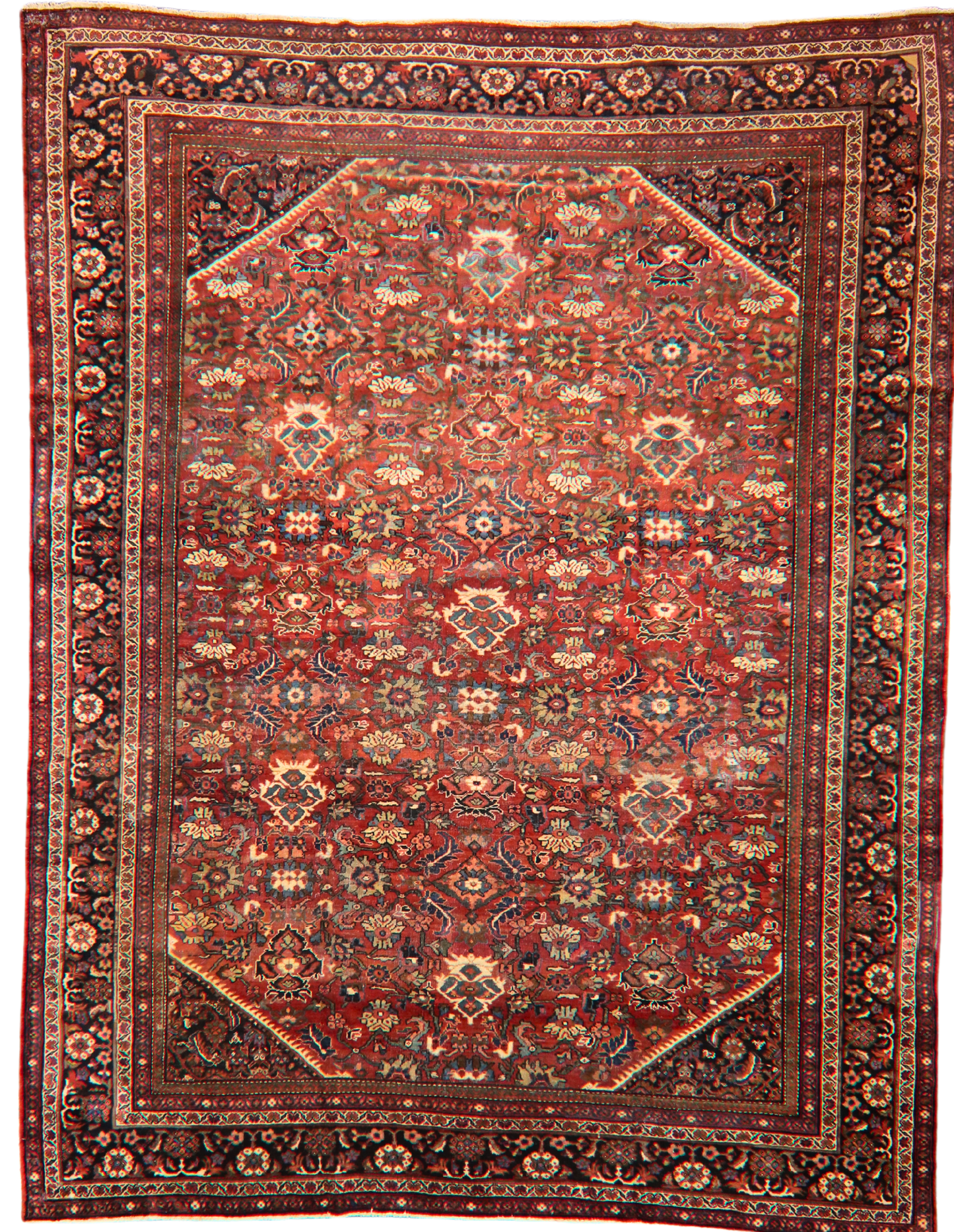 Floral Abundance with Village Charm - Antique Mahal Rug from Persia (10.6 × 13.8 ft) - 1732