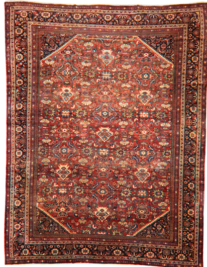 Floral Abundance with Village Charm - Antique Mahal Rug from Persia (10.6 × 13.8 ft) - 1732