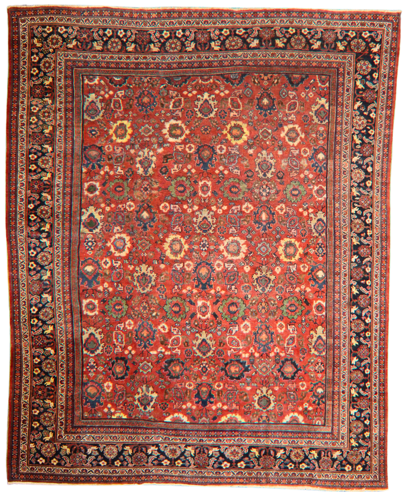 Botanical Rhythm - Antique Mahal Rug from Persia (10.5 × 13 ft) - 1747