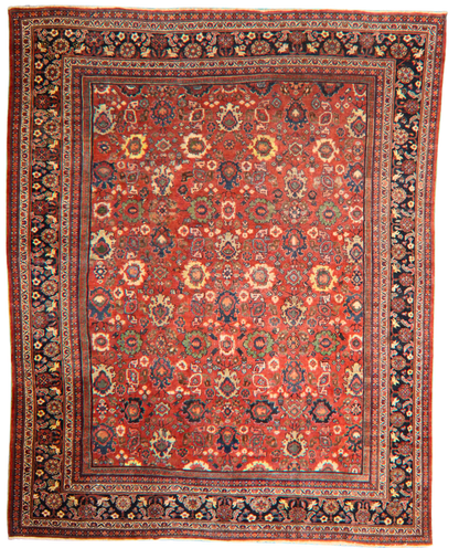 Botanical Rhythm - Antique Mahal Rug from Persia (10.5 × 13 ft) - 1747