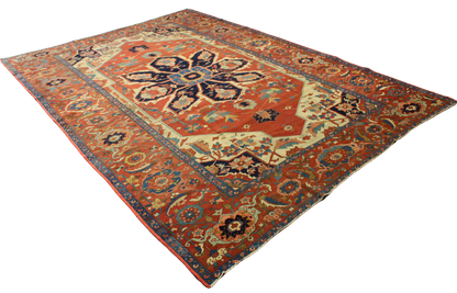 Majestic Geometry — Antique Serapi Rug from Persia (9.1 × 12.7 ft) - 2953