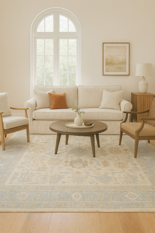 Whispers of Anatolia - Oushak Afghan Rug in Washed Neutrals (10.2 × 13.10 ft) - 2769