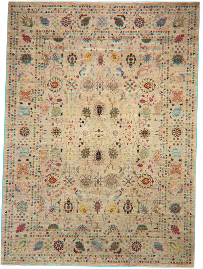 Wilderness in Bloom - Tabriz Rug from Afghanistan (10.1 × 13.11 ft) - 2748