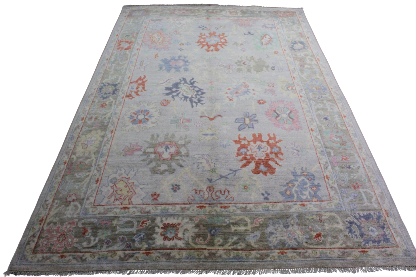 Garden Whimsy - Hand-Knotted Oushak Rug from Afghanistan (5.7 × 8.9 ft) - 36
