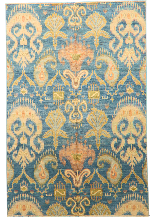 Jade Garden - Ikat Rug from Pakistan (6′ × 9′1″) - 2495