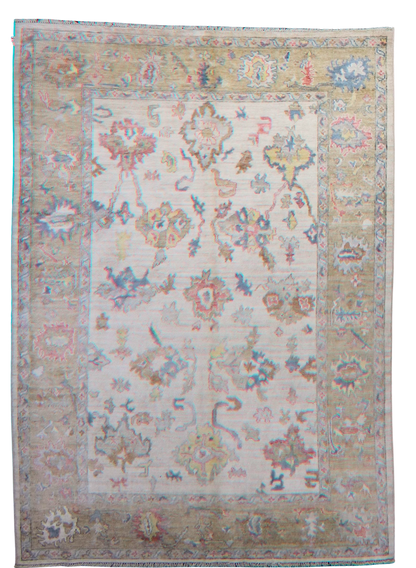 Golden Meadow - Hand-Knotted Oushak Rug from Afghanistan (6.2 × 8.7 ft) - 40